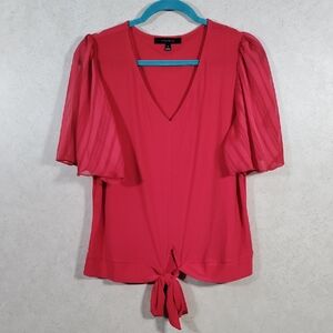 01194 Atelier 29 red knit blouse with short flutter sleeves L